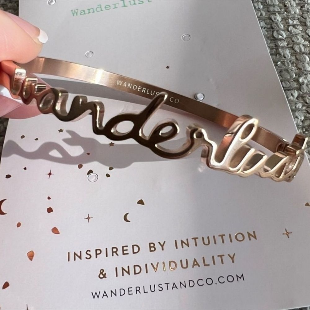 NWT WANDERLUST + CO, “Wanderlust” SILVER Bangle Bracelet